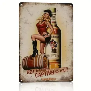 Vintage Captain Morgan Pattern Metal Aluminum Sign, Wall Art Sign, Wall Decor for Home, Living Room, Bedroom, Bar, Coffee Shop, Home Decor Ornaments