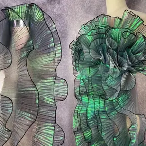 IDONGCAI Iridescent Chiffon Lace Trim – Mermaid Ruffle Organza Ribbon for Cosplay, SewingMom & Seamstress Projects | Shimmery Jellyfish Tentacles Ribbon for Costumes, DIY Crafts, Uniforms & Dress Decoration