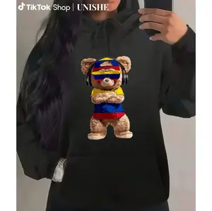 100% Colombian Flag Bear Outfit – Long Sleeve Hoodies with Bold Colombia Pride