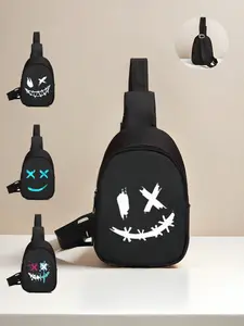 Mini Waist Bag 12x18cm, Cute Simple Fashion Expression Print, Nylon Material, Zipper Design, Light Weight, Multiple Styles Available