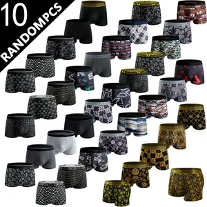 Men's Boxer Briefs Pack of 10 Assorted Colors Breathable Comfortable Casual Underwear for All Seasons Everyday Wear Menswear Print