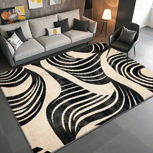 Velvet Soft Comfortable Home Rug, Nordic Simple Line Print Pattern, Holiday Decor Carpet for Hallway Living Room Bedroom Door Mat, Abstract Area Rugs, Decorative Area Rug