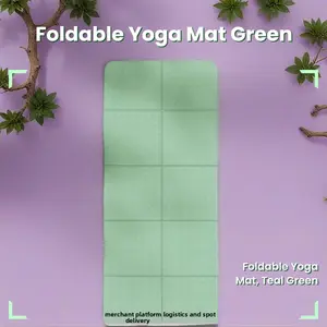 Foldable Yoga Mat, Portable Thick Non-Slip Fitness Mat, Home Pilates Equipment, Travel Floor Pad, Nap Mat, 183x61x0.6cm, Matcha, Ready Stock