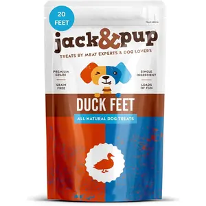 Jack&Pup Duck Feet for Dogs – All Natural Dog Chews, Single Ingredient Dehydrated Duck Feet Dog Treats – Great for Small & Medium Dogs (20 Count) Great Alternative to Chicken Feet