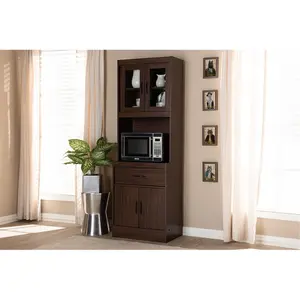 Baxton Studio WS883200-Dark Walnut 70.87 x 23.62 x 15.75 in. Laurana Modern & Contemporary Kitchen Cabinet & Hutch - Walnut Brown