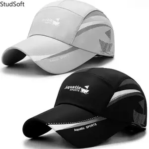 2Pack Unisex Quick Dry Baseball Hat Adjustable Trucker Snapback Hat Breathable Sailboat Printed Lightweight Sun Protection Cap For Fishing Hiking Gift
