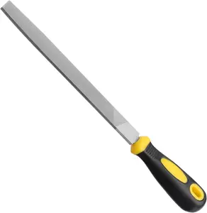 8in Flat Metal File, Total 12in, File  8in, Anti-Slip  Handle, Harden High Carbon Steel, Uniform , Ideal Hand Files to Sharpen and Deburr Metal, Stone, , Plastic