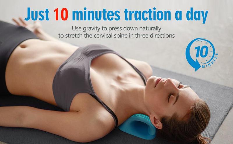 Neck Stretcher,Neck Hump Corrector,Neck and Shoulder Relaxer Cervical Traction Device Pillow for Muscle Relax and TMJ Pain Relief (Blue)