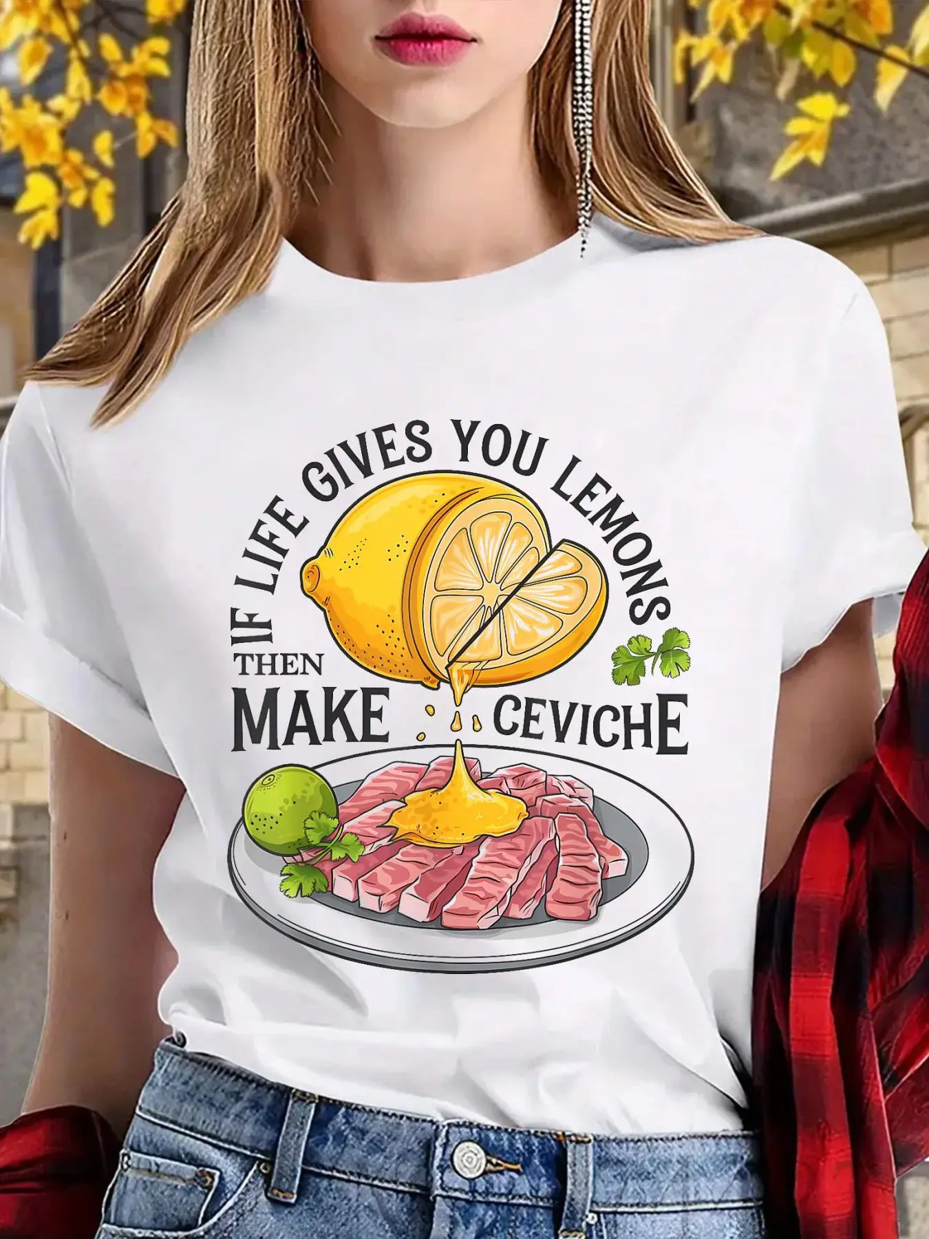 100% Cotton Funny Ceviche Traditional Peru Cuisine Peruvian Food Lover T-Shirt Graphic Tees Women Casual Print Short Sleeve Women Tee Tops Clothes