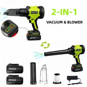 【DealsForYouDays】SEEVOLX 2-in-1 Cordless Blower & Vacuum Kit - Handheld 21V Dual Batteries, 6 Adjustable Speeds, Digital Battery Display, Suction/Blower Nozzles, Filter, Charger - Ideal for Car, Home Cleaning, Practical Gifts