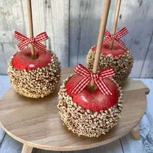 Fall Carmel Apple Tiered Tray Decor, Faux Halloween Caramel Apple with Nuts, Autumn Fake Apple Decor