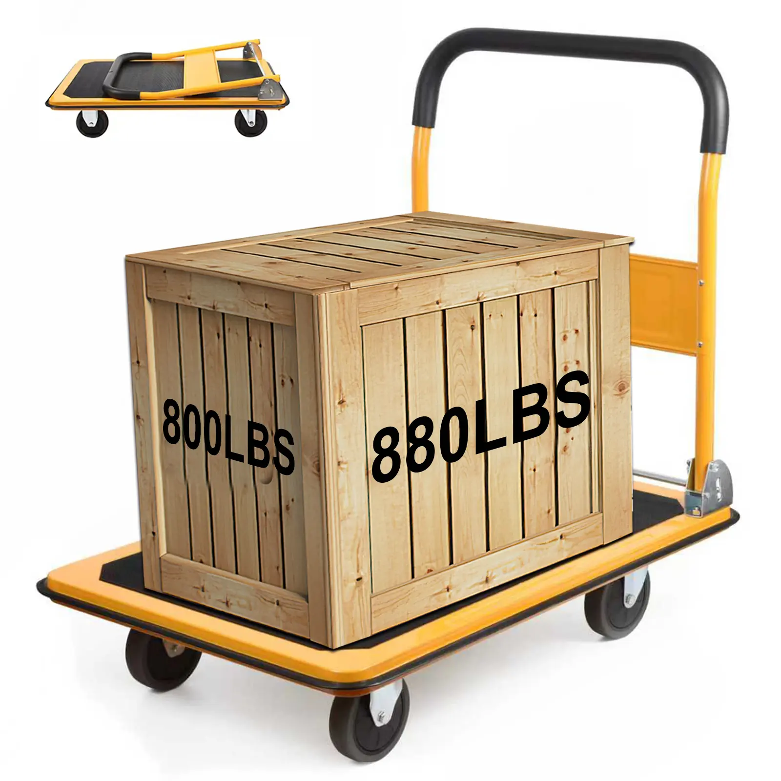 LEADALLWAY Platform Truck Large Size 880lbs Heavy Duty Foldable Push Cart 35.8x24x34.3inches