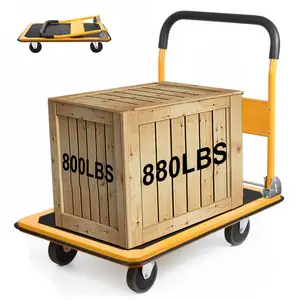 LEADALLWAY Platform Truck Large Size 880lbs Heavy Duty Foldable Push Cart 35.8x24x34.3inches
