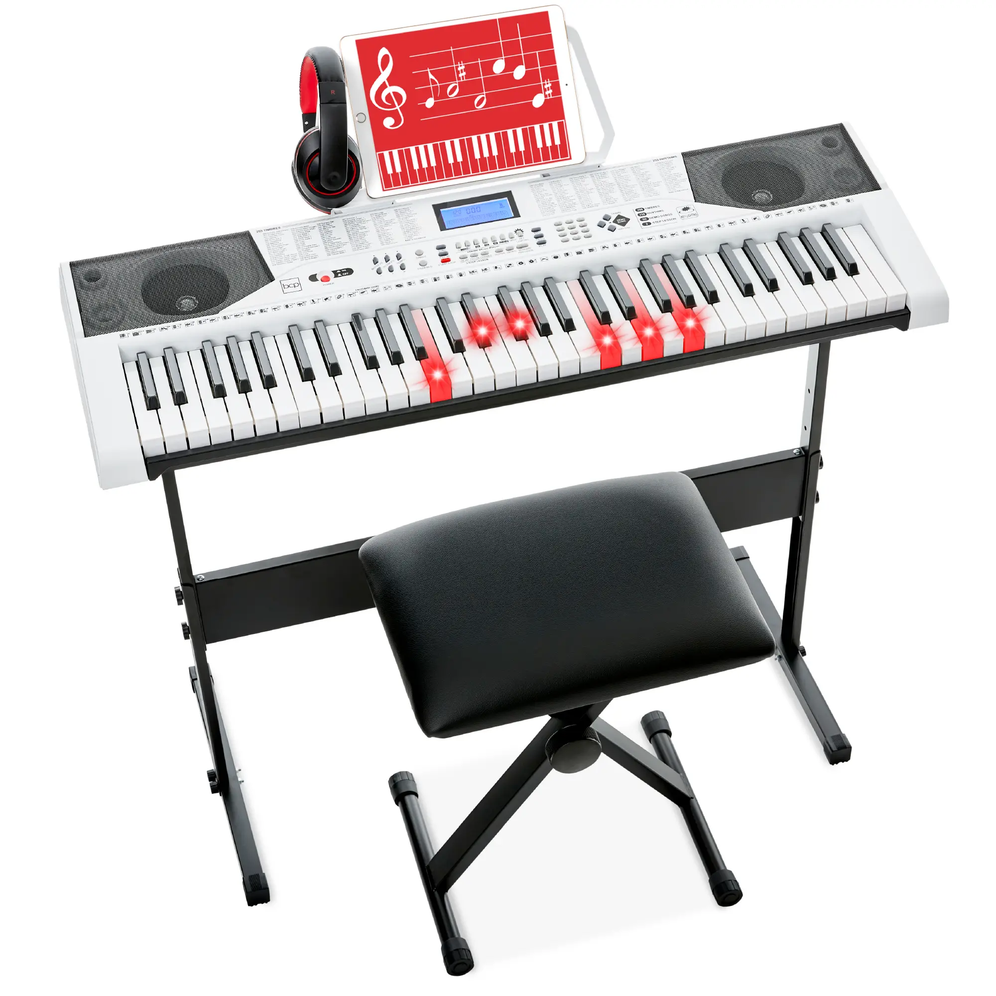 Best Choice Products 61-Key Beginners Complete Electronic Keyboard Piano Set w/ LCD Screen, Lighted Keys Best Choice Products 61-Key Beginners Complete Electronic Keyboard Piano Set w/ LCD Screen, Lighted Keys