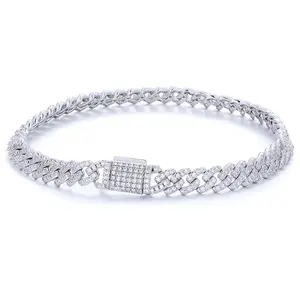 【B62 6mm live2】UCCIYO Synthetic Moissanite S925 Sterling Silver Cuban Chain Bracelet Miami Cuban Chain Ice Out D VVS Synthetic Moissanite Men Singer Style Rap Hip Hop Jewelry summervibes