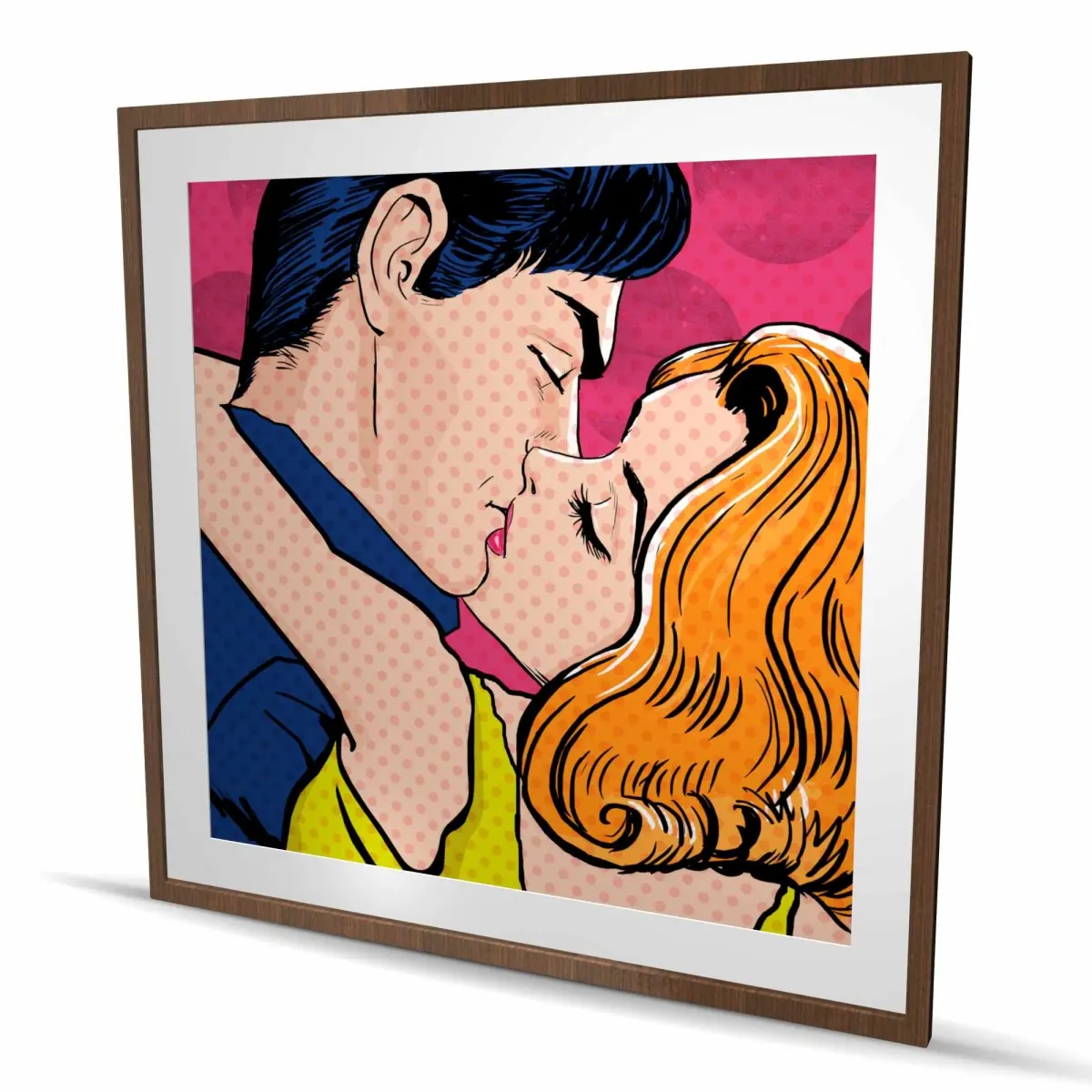 Begin Home Decor C1FM4848M8LHE3 48 x 48 in. Pop Art Style Couple - Man Bedroom Framed Print Wall Art - Home Decor