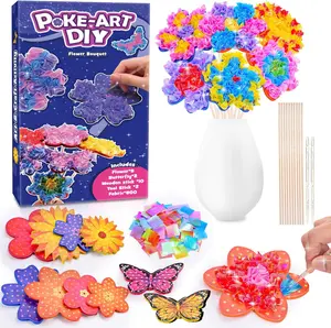 Poke-Art DIY Flower Bouquet Craft Kit for Girls Ages 4-8+ Creative Art Activity Toy valentine & Birthday Gift for 4 5 6 7 8 Year Olds