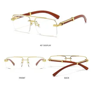 2025 Mens Sunglasses Fashion Rimless Rectangle Square Frameless Designer Sunglasses with Strong Half Metal Frame & HD Lenses for Men