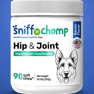 Sniff 'n' Chomp Collagen for Dogs, Joint Supplement for Dogs, Bacon Flavor Soft Chews, Pet Dog Supplies, pet Deals, Dog Supplements, msm Joint Supplement, 90 Units.