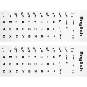 2 count Pack English Keyboard Stickers English Keyboard Replacement Stickers with White Background and Black Lettering for  Notebook Laptop Desktop Keyboards
