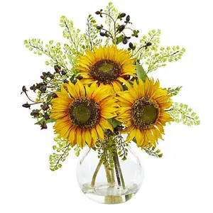 Nearly Natural Sunflower Artificial Arrangement in Vase