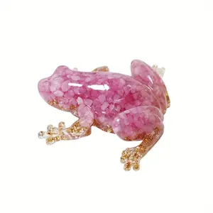 Natural Crystal Gravel Frogs Resin Figurines Frog Statues Decorations Fishbowl Decor Collection Healing Home Present