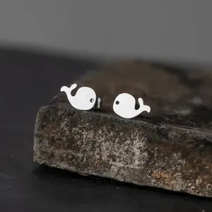 Stainless Steel Whale Stud Earrings