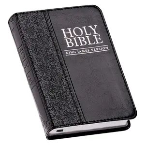 KJV holy bible, mini pocket size, black faux leather w/ribbon marker, red letter, king james version