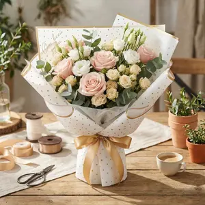 17 Sheets Flower Wrapping Paper, Gift Packaging Paper, Holiday Bouquet DIY, Multi-Color Options, Floral Decoration