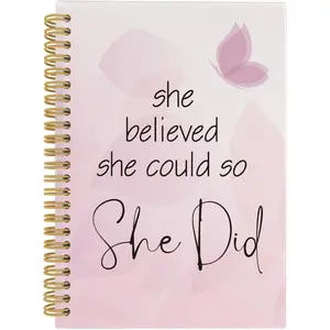 1 pc Inspirational Gifts for Women Spiral Notebook, Planner Notebook, Motivational Journal, Self Improvement Journal, She Believed She Could So She Did Lined Notebooks College Ruled for Coworker Boss Office School Supplies A5 with 50 Sheets
