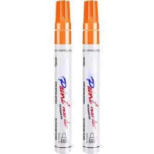 Orange Permanent  Pens - 2 Pack Oil Based  Markers, Pens for Rock Painting  Tyre Metal, Plastic, Canvas, Mugs, , Glass, Quick Drying and , Medium Point