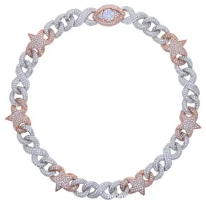 Hip-hop new star eye pendant necklace Hiphop two-color men's Cuban chain jewelry