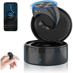 Fingertip Wireless Bluetooth Remote Control,TIK-to-k Remote Control APP Kindle Page Turner, Scrolling Rings Rechargeable Camera Video Recording Remote for Phones Tablets (Black)