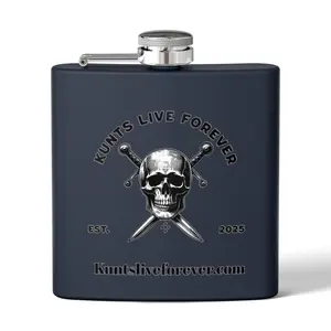 Cool Skull Flask - 6oz Stainless Steel, 'Kunts Live Forever' Engraving