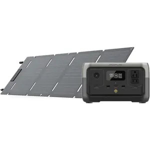 EF ECOFLOW Portable Power Station RIVER 2 with 45W Solar Panel, 256Wh LiFePO4 Battery/ 1 Hour Fast Charging, Up to 600W Output, Solar Generator for Outdoor Camping/RVs/Home Use