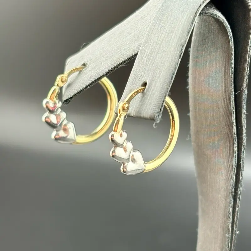 Gold 14k Small Hoop Earrings with Hearts for Everyday Wear - Perfect for Daily Use and Special Occasions
