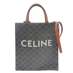 Pre-owned Celine coated canvas and leather Tote Bags Triomphe Coated Canvas Calfskin Small Vertical Cabas