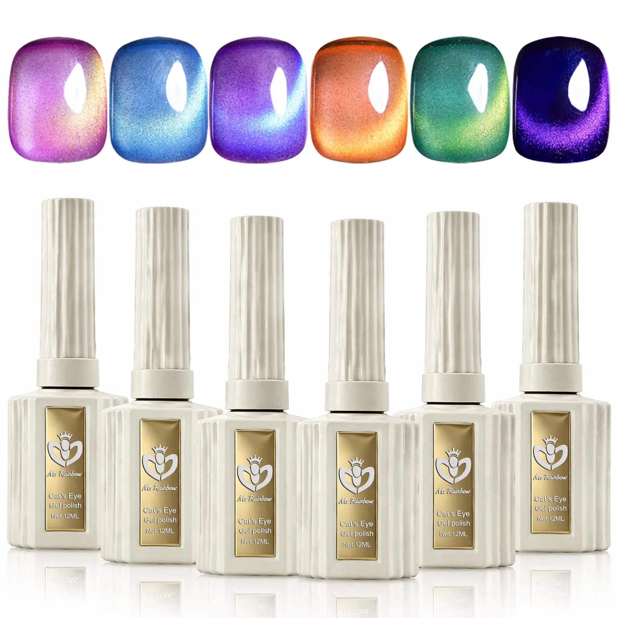 Ms Rainbow 3-in-1 Gel Nail Polish Kit - Aurora Effect, All-in-1 Base Color & Top Coat, UV/LED Curing, Easy Application, Travel-Friendly No-Mess for DIY Nail Art Supplies, Glossy Finish