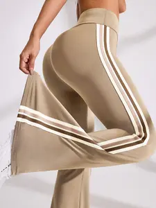 Women's Casual Side Striped Flare Pants, Slim-Fitting Long Trousers, Fashionable Leg-Lengthening Choice, All Seasons Wear
