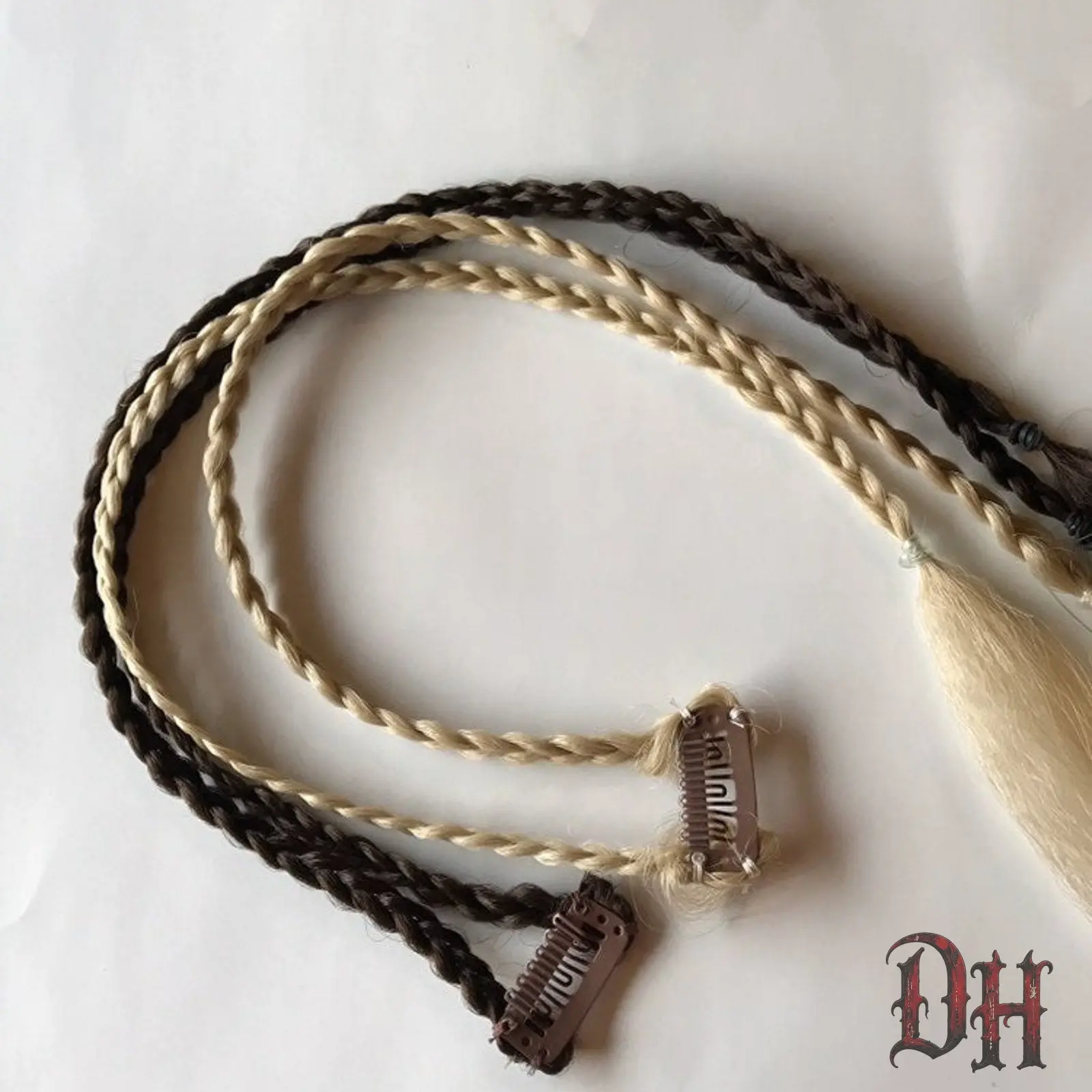 Blonde and Brown Clip in Braids Hair Extensions