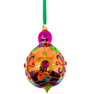 Citrine Sparkling Gem Glass Christmas Bauble