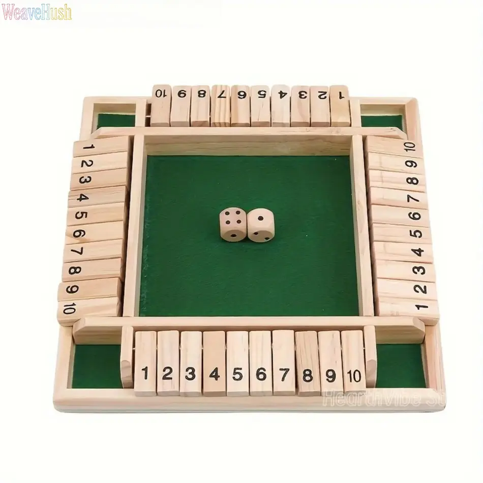 Classic 4 Sided Wooden Board Game with 2 Dice, Traditional Tabletop Pub Game Set, Portable Vintage Wooden Bar & Family Game, Classic Interactive Strategy Game for Home, Parties, Pubs & Gatherings, Fun Indoor Outdoor Tabletop Game for Adults & Kids,summerv