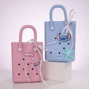 Disney Lilo & Stitch Collection Holes Small Handheld Bag - Lightweight Beach & Grocery ShoppingBag,Stitch Collection Mini Lunch Bagfor Women & Girls,Must-Have for Going Out