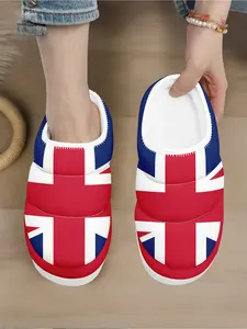 Women's Union Jack Indoor Slippers: Plush - Filled, Warm and Perfect for Comfortable Home Use