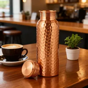 32oz (1000ML) Water Bottle, Elegant Hammered Design, Leak-Proof Lid, Durable and Hygienic, Handmade in India, Reusable, Ideal for Fitness Enthusiasts