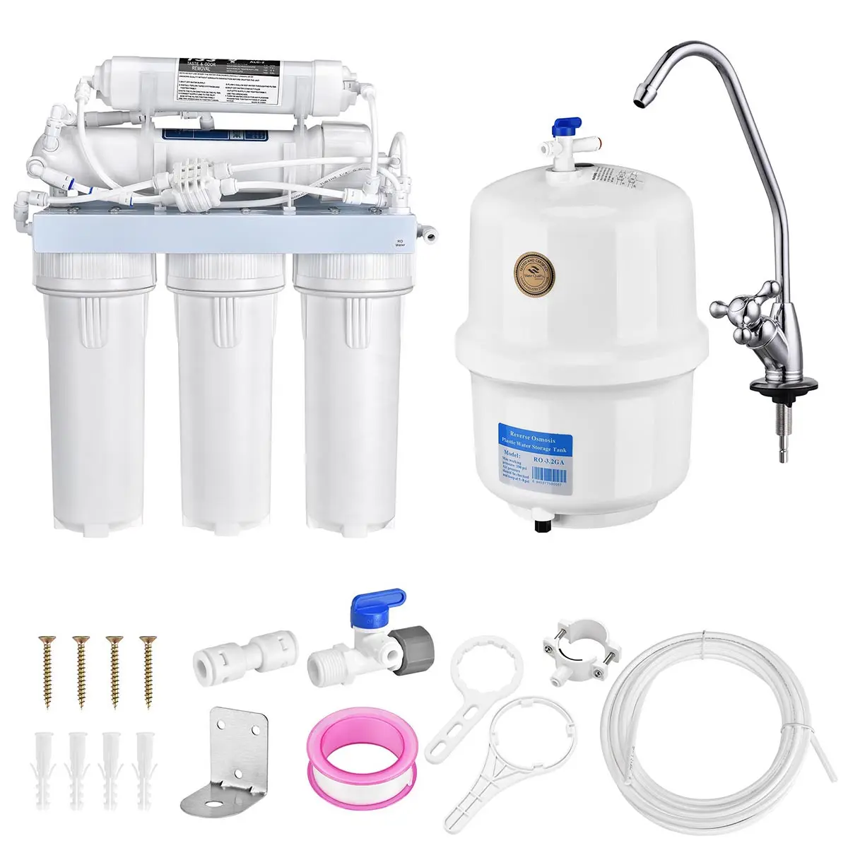 Yescom 5-Stage Water Filter System 50 GPD Reverse Osmosis Filtration Yescom 5-Stage Water Filter System 50 GPD Reverse Osmosis Filtration