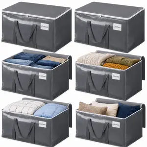 ElegantArray 6-Pack Heavy Duty Moving & Storage Bags with Zipper, Handles & Tag for College Dorm Moving Supplies (Grey)