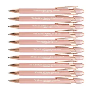 Bible Scripture Ballpoint Pen, 10pcs/set Ballpen Set Retractable Ballpoint Pen with Touch Pen Tips, Creative Religious Gift, Suitable for Bible Study and Daily Use