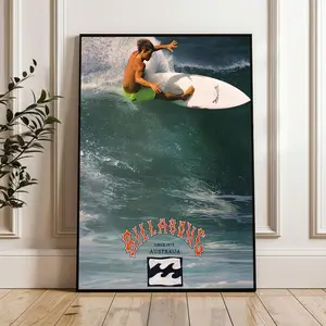 Retro Hawaii Surfing Fun Poster Summer Tropical Beach Hawaiian Island Beach Art Blue Ocean Wave Surfer Water Sport Surfboard Prints For Home Bedroom Dorm Bathroom Wall Decor