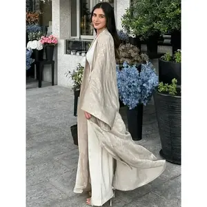 Elegant Black Abaya with Golden Embroidery - Modest Muslim Fashion,  Long-Sleeve Cover-Up for Women, Coverup|Elegant Abaya|Detailed Formal Beige Modesty Caftan Wrap